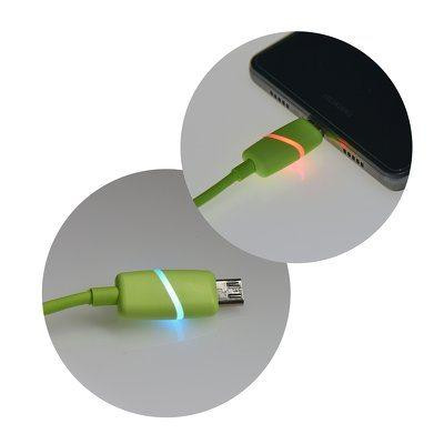 Micro USB kabel z LED indikatorjem polnjenja limeta