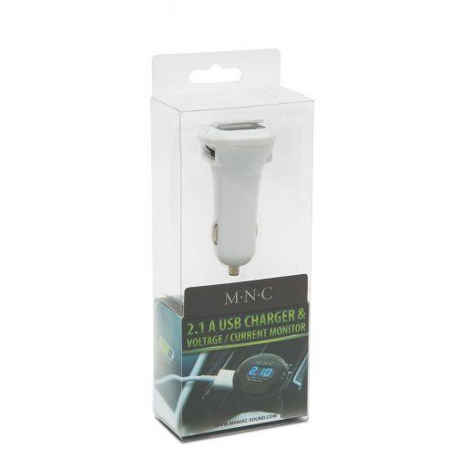 USB avtopolnilec s voltmetrom beli