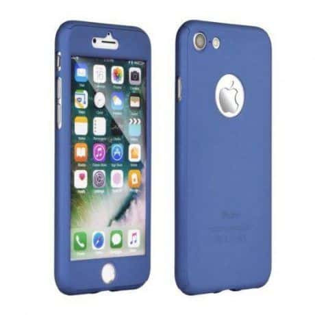 360° zaščita za mobilni telefon + kaljeno zaščitno steklo za  Iphone X moder