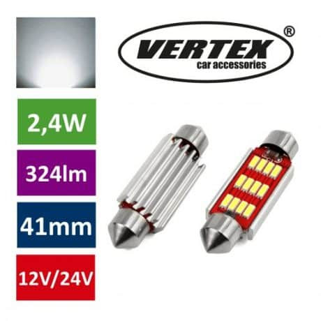 Avto LED sijalka C5W 41mm 12 SMD 4014 CANBUS 2,4W 12/24V 5000K 2 kosa