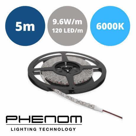LED trak 9,6W/m 12V 120 LED/m IP20 hladno beli 6500K 5m