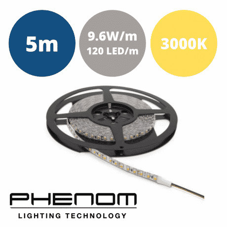 LED trak 9,6W/m 12V 120 LED/m IP20 toplo beli 3000K 5m