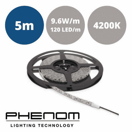 LED trak 9,6W/m 12V 120 LED/m IP20 nevtralno beli 4500K 5m