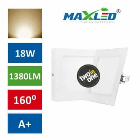 LED vgradna/nadrgadna svetilka 2v1 18W kvadratna toplo bela