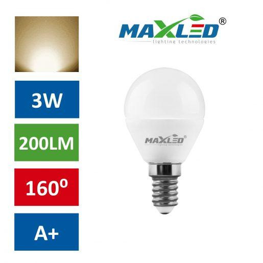 LED žarnica - sijalka E14 B45 3W (25W) toplo bela 3000K MAX-LED