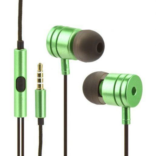 Kovinske stereo slušalke z mikrofonom in tipkami zelene