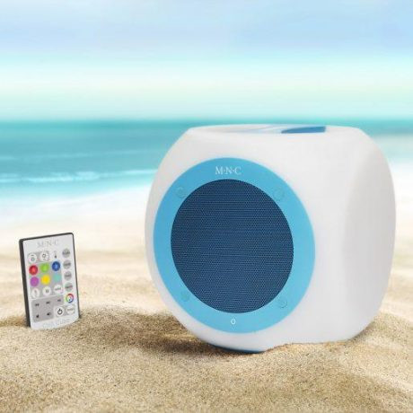 Vodotesen RGB bluetooth zvočnik M.N.C. Chill Cube 5W 20x20cm z daljincem iTunes® Google Play ™