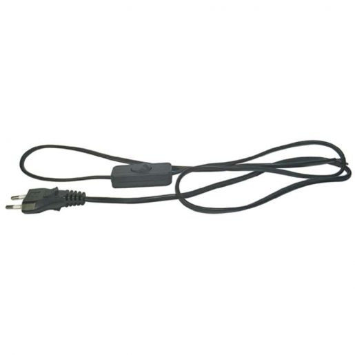 Priključna vrvica PVC 2×0,75mm 2m s stikalom črna