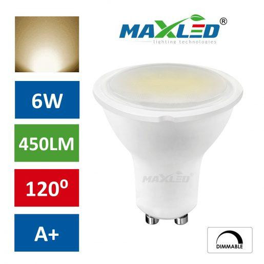 LED žarnica - sijalka GU10 6W (50W) ZATEMNILNA toplo bela 3000K