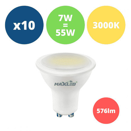 10x LED žarnica - sijalka GU10 7W (55W) 576 lm toplo bela 3000K