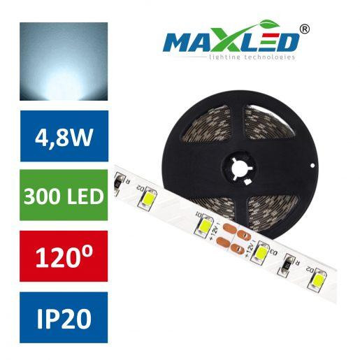 LED trak Premium 2835 4,8W/m 12V 300 LED IP20 hladno bela 6000K 5m