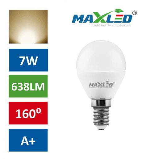 LED žarnica - sijalka E14 B45 7W (55W) toplo bela 3000K MAX-LED