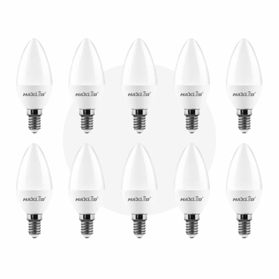 10x LED žarnica - sijalka E14 C30 5W (40W) 420 lm nevtralno bela 4500K