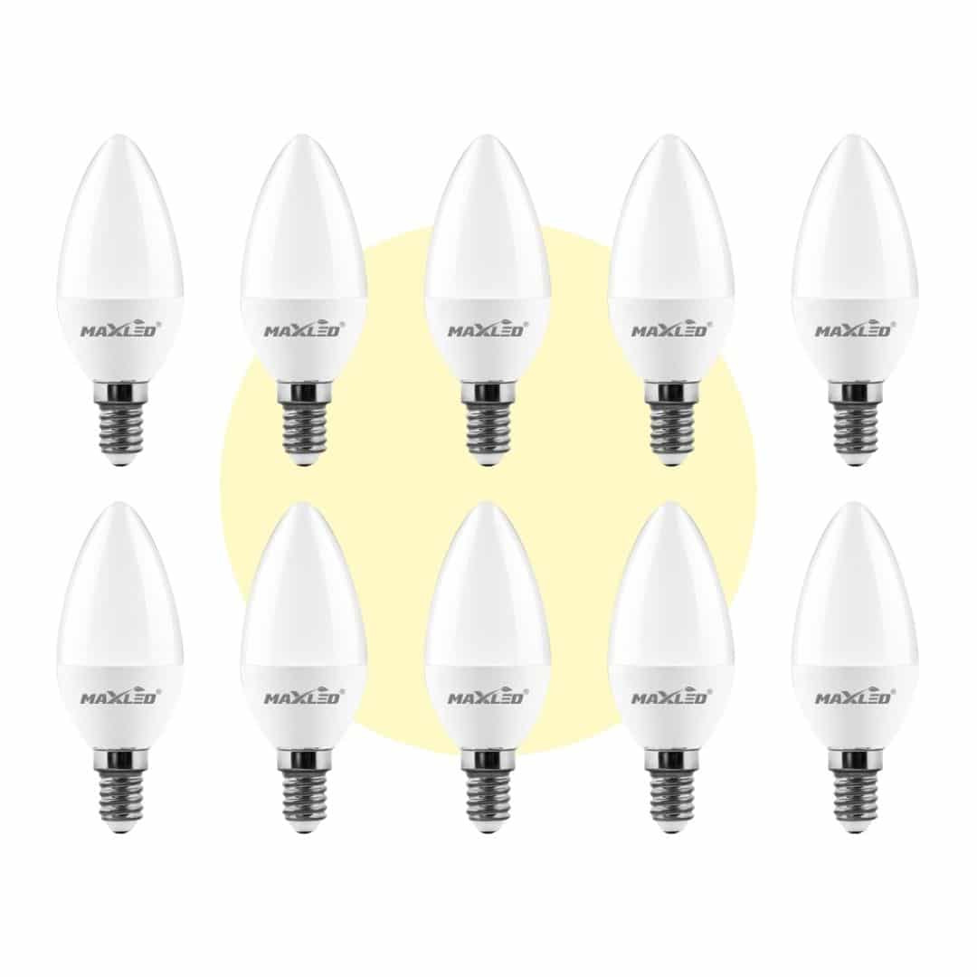 10x LED žarnica - sijalka E14 C30 4W (35W) 323 lm toplo bela 3000K