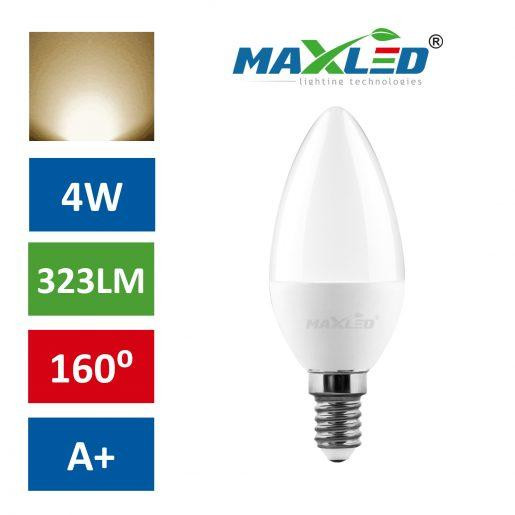 LED žarnica - sijalka E14 C30 4W (35W) toplo bela 3000K MAX-LED