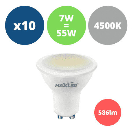 10x LED sijalka GU10 7W (55W) 600 lm nevtralno bela 4000K