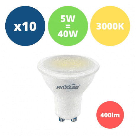 10x LED žarnica - sijalka GU10 5W (40W) 400 lm toplo bela 3000K