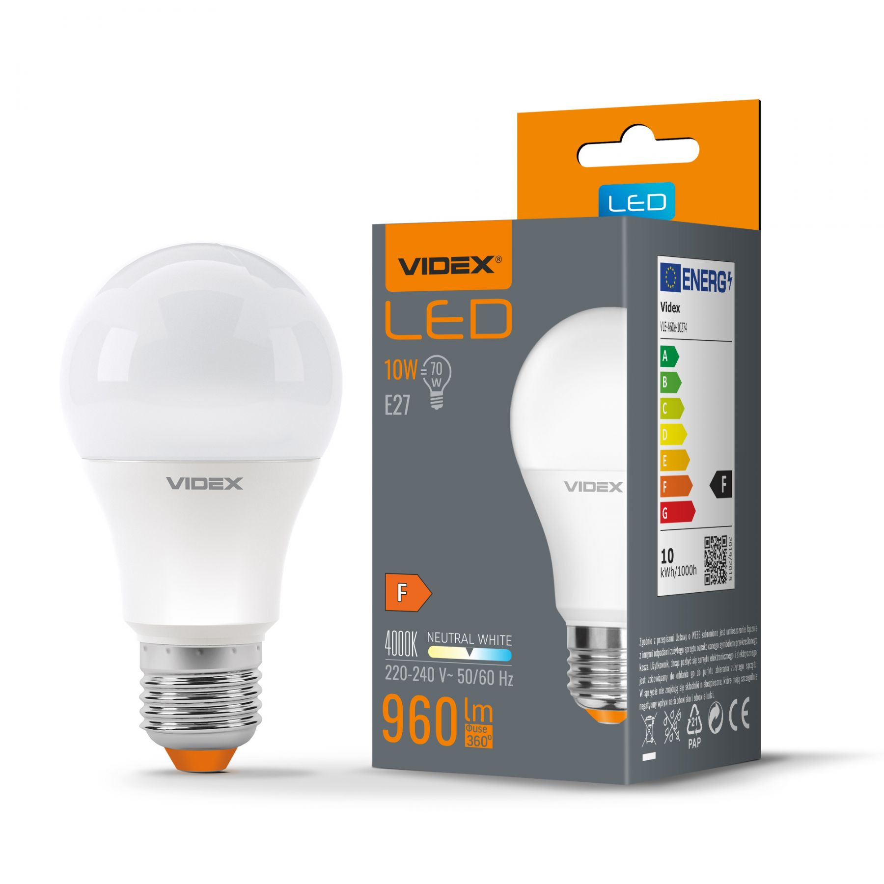LED žarnica - sijalka E27 10W (70W) 960lm nevtralno bela 4000K