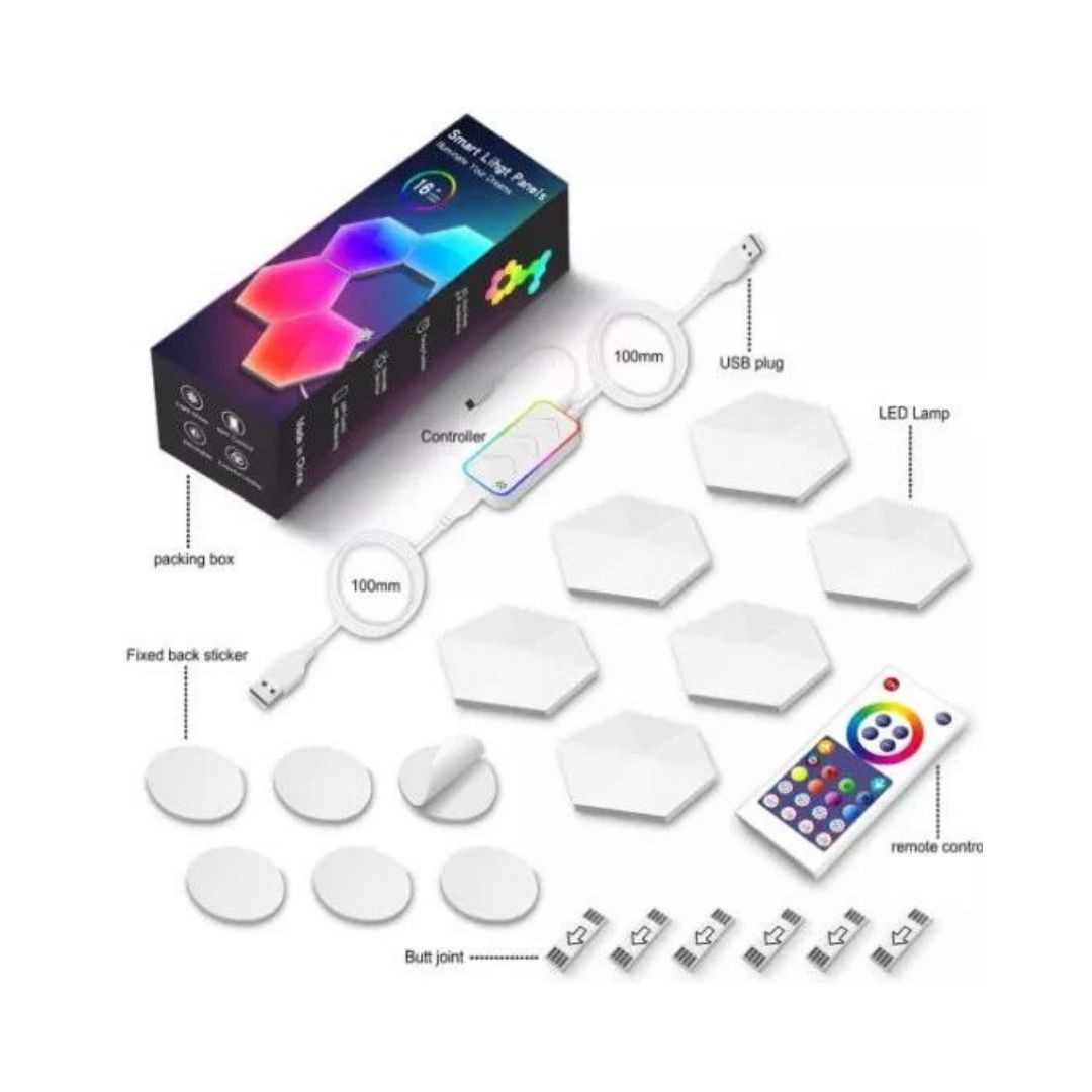 Pametni hexagon RGB LED paneli z daljincem 6 kosov