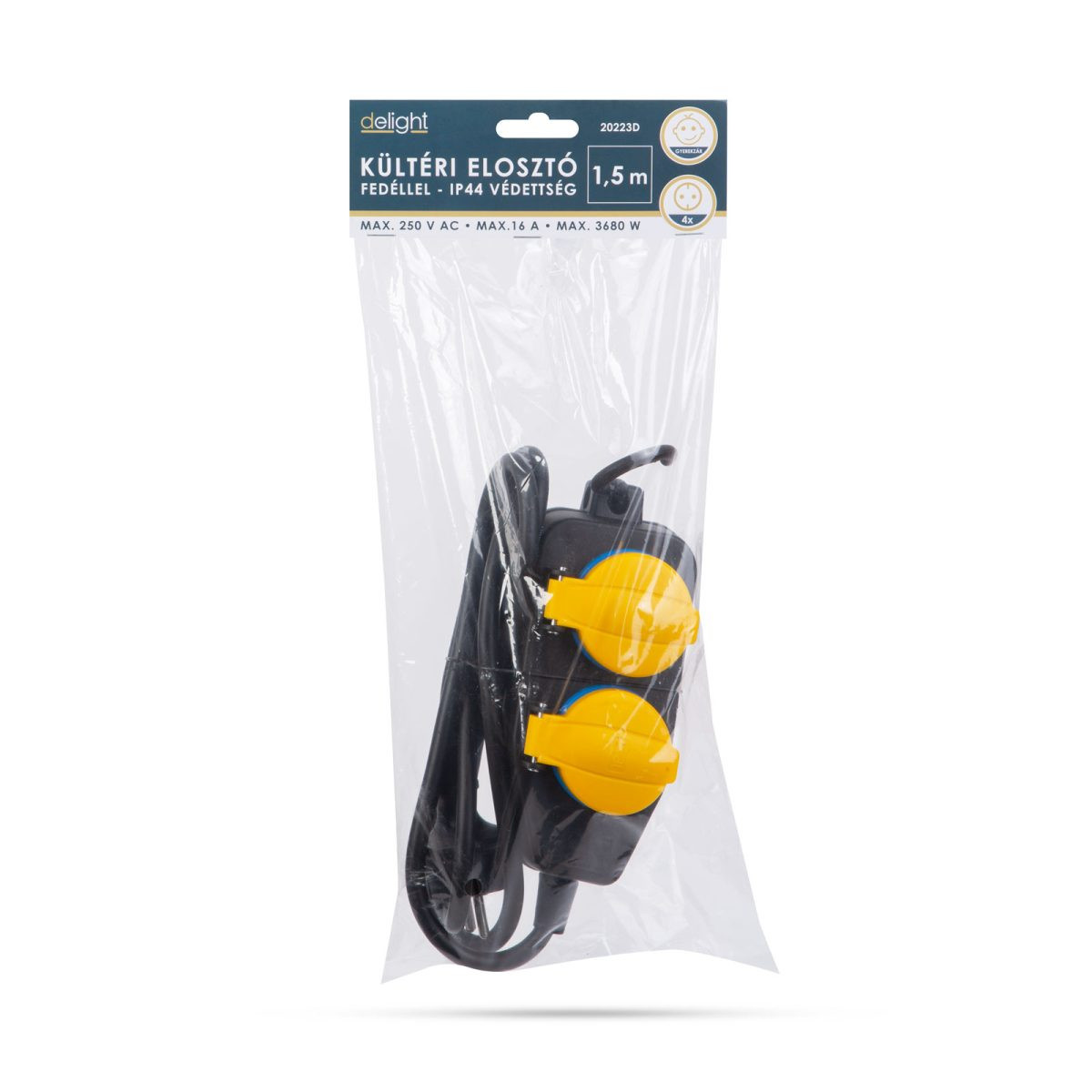 Zunanji podaljšek s pokrovi 1,5 m 4 x 230V 3 x 1,5 mm2 IP44