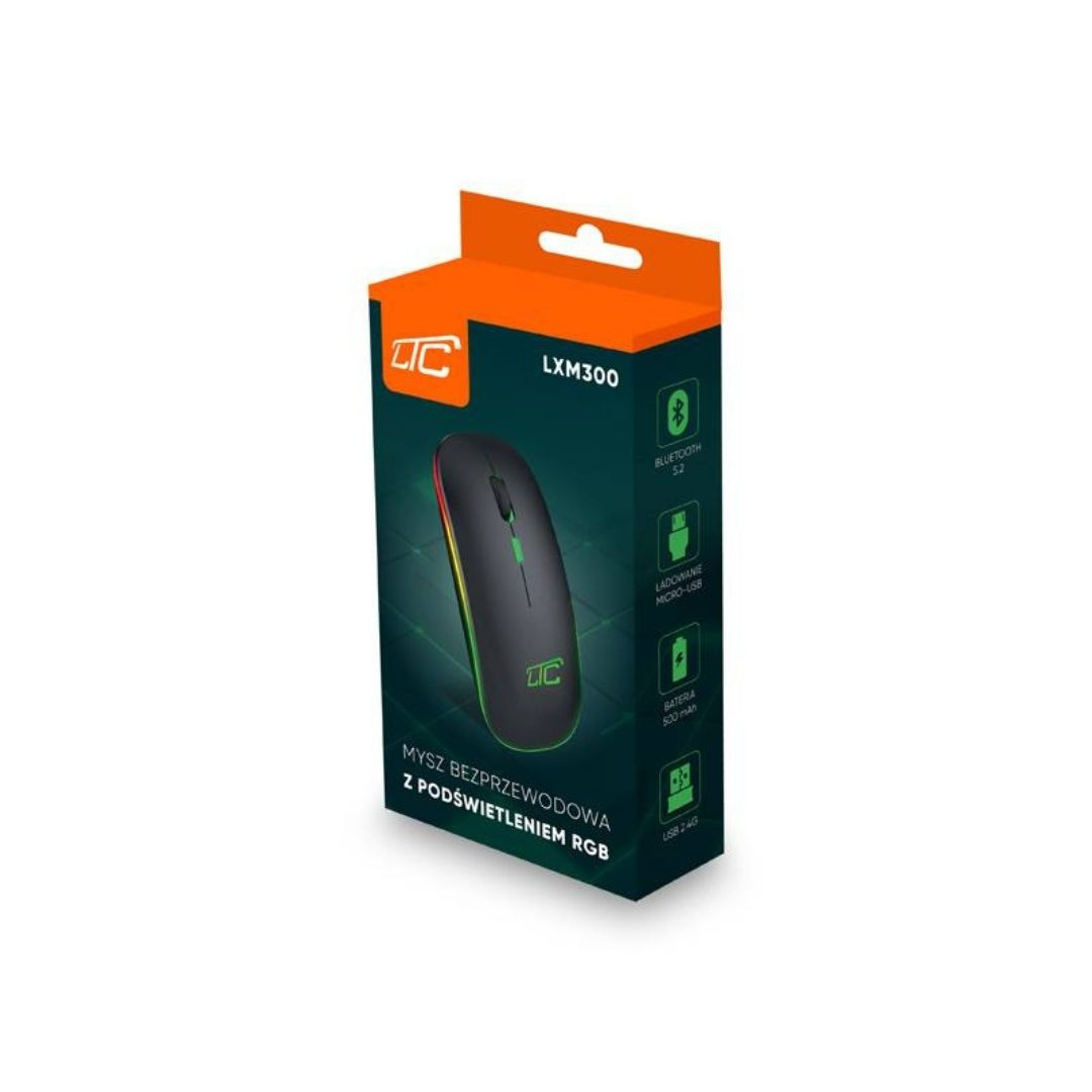 Brrezžična polnilna bluetooth 5.2 / USB 2,4GHz miška z RGB LED osvetlitvijo