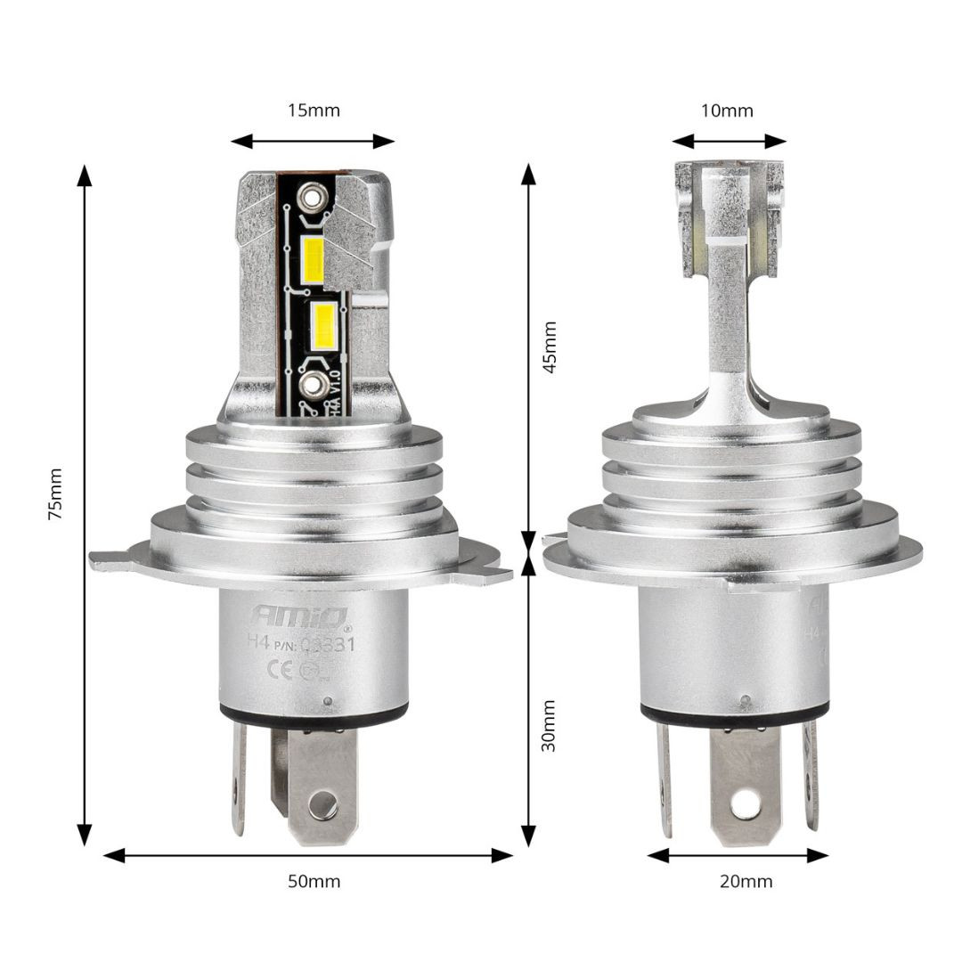 2x H4 avto LED sijalka 50W 2225lm 6500K 12/24V E9 homologacija