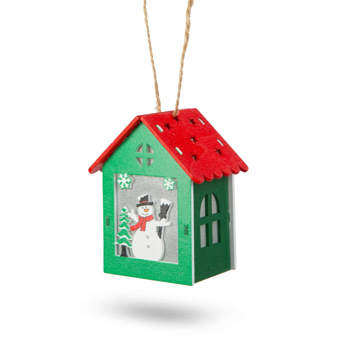 Božična hiška s toplo belo LED lučko 2 vrsti 7.5 x 9.5 cm
