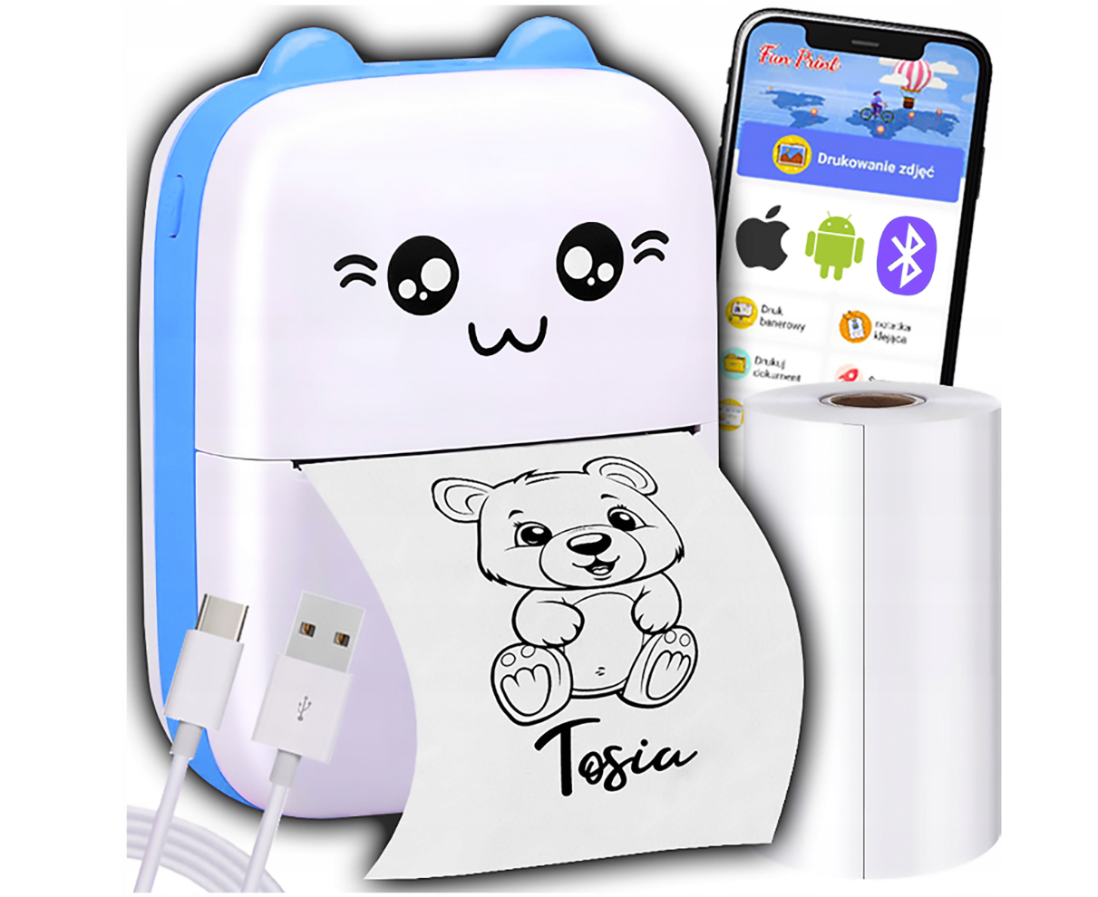 Mini termični prenosni bluetooth foto tiskalnik + 10 rolic termo papirja