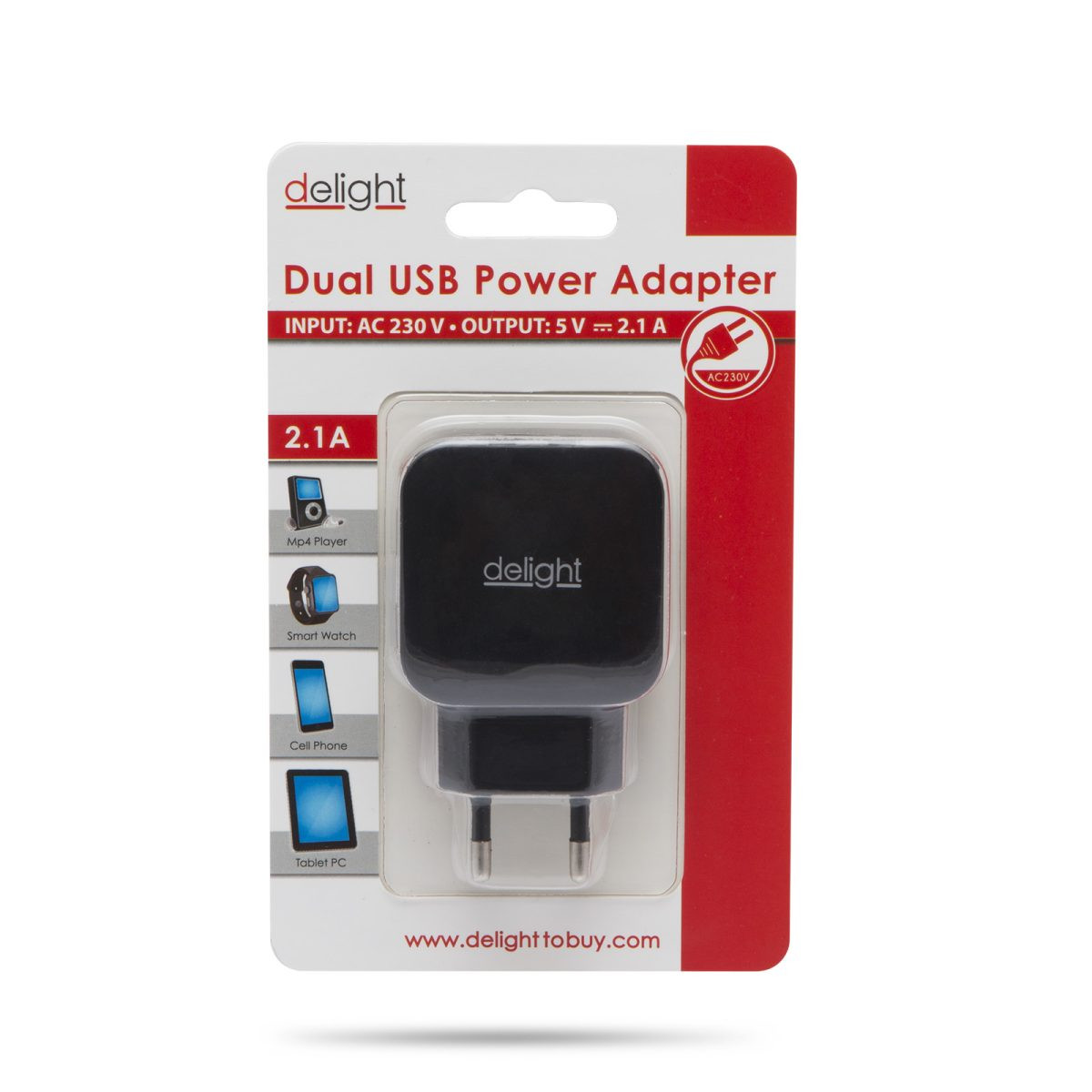 Omrežni polnilec 2x USB 2.1A črn