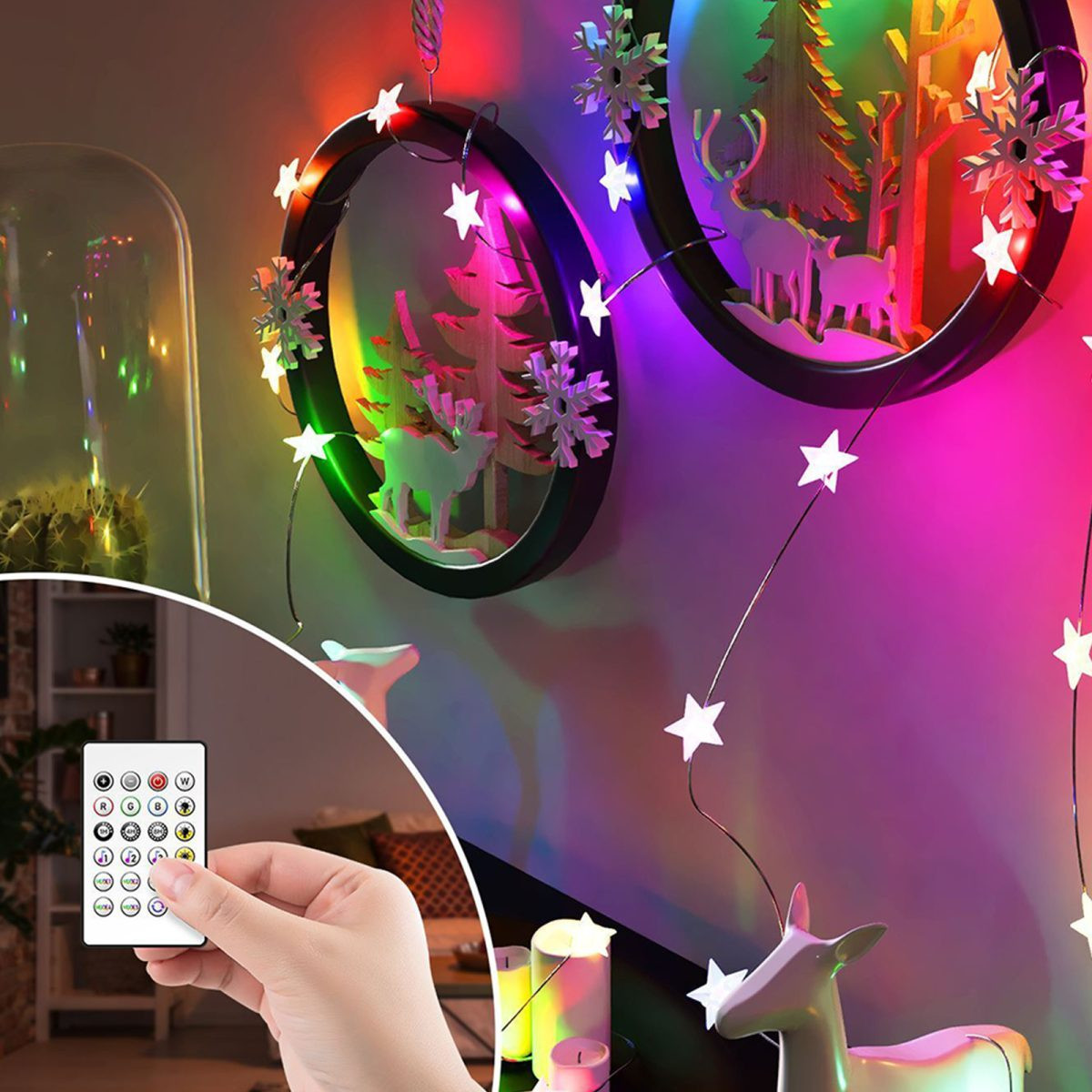 Pametni svetlobni niz bluetooth - zvezdice USB 20 RGBIC LED 2m