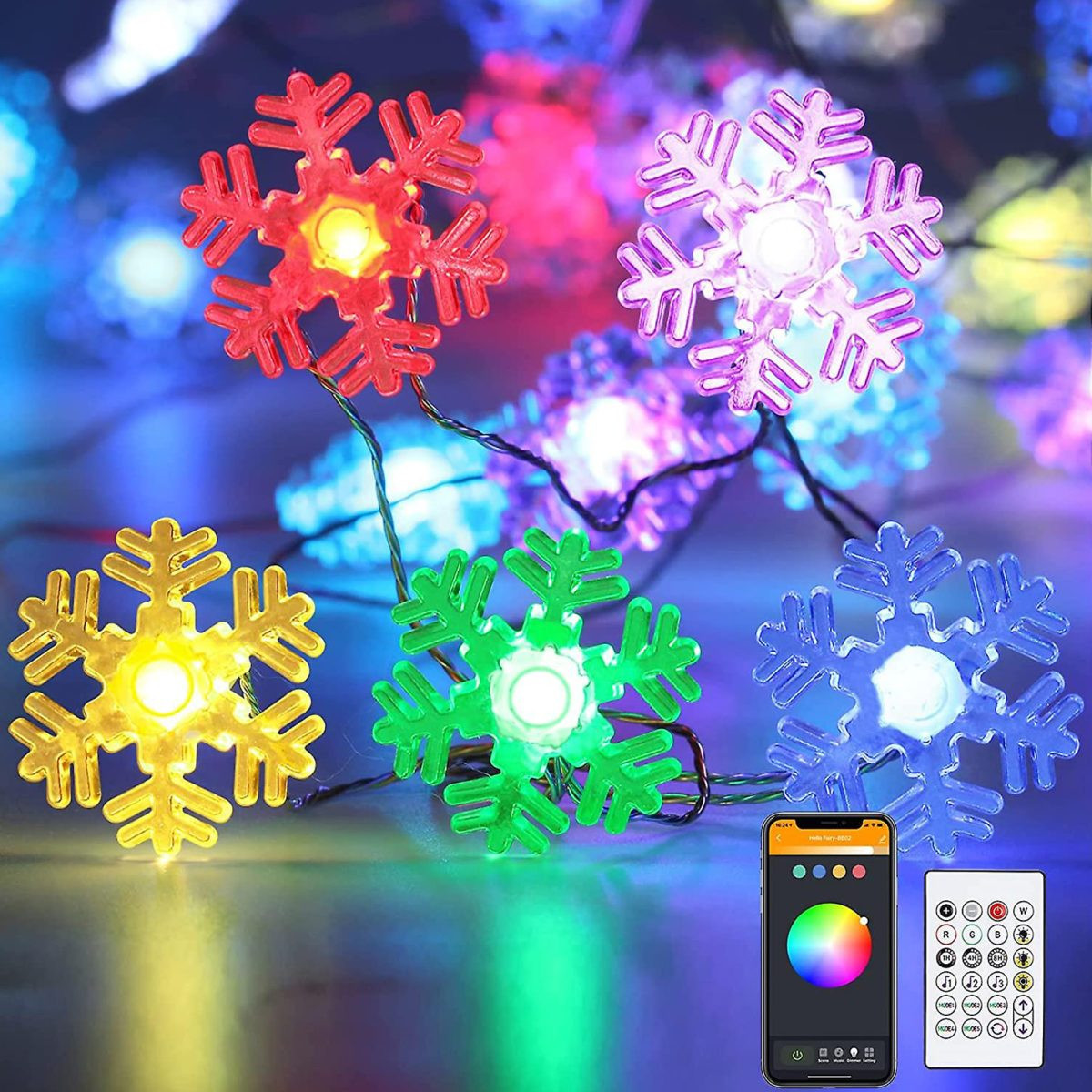 Pametni svetlobni niz bluetooth - snežinke USB 20 RGBIC LED 2m