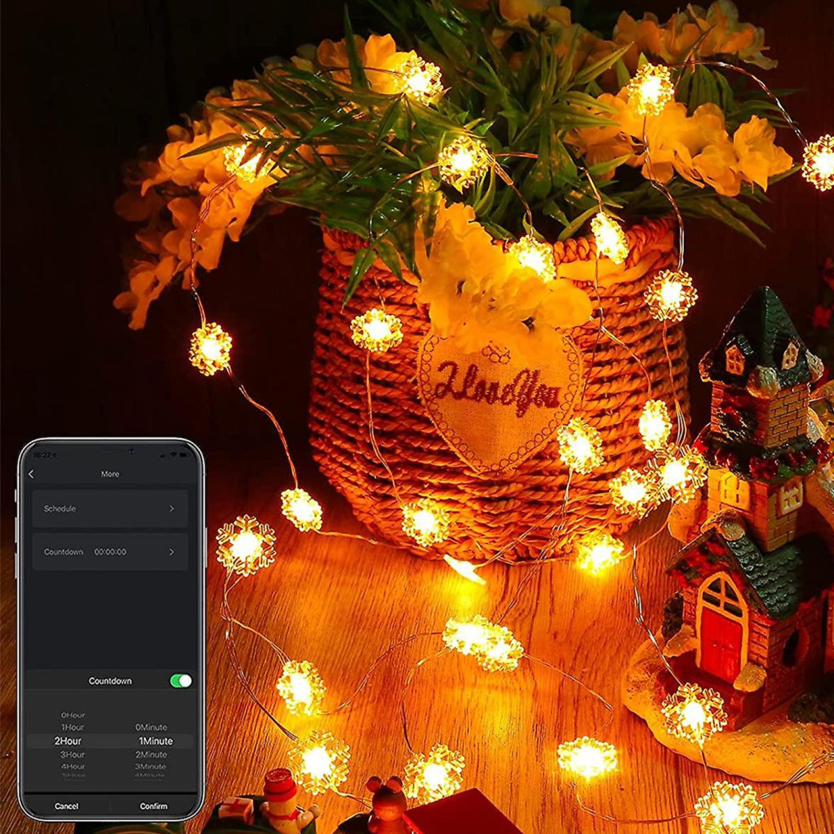 Pametni svetlobni niz bluetooth - snežinke USB 20 RGBIC LED 2m