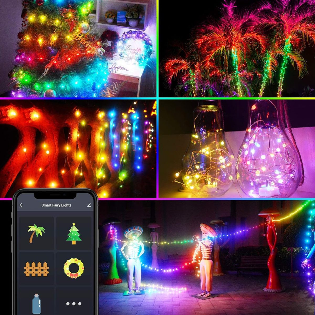 Pametni svetlobni niz Tuya USB 50 RGBIC LED diod 5 m Wi-Fi, Bluetooth vsaka LED svoja barva