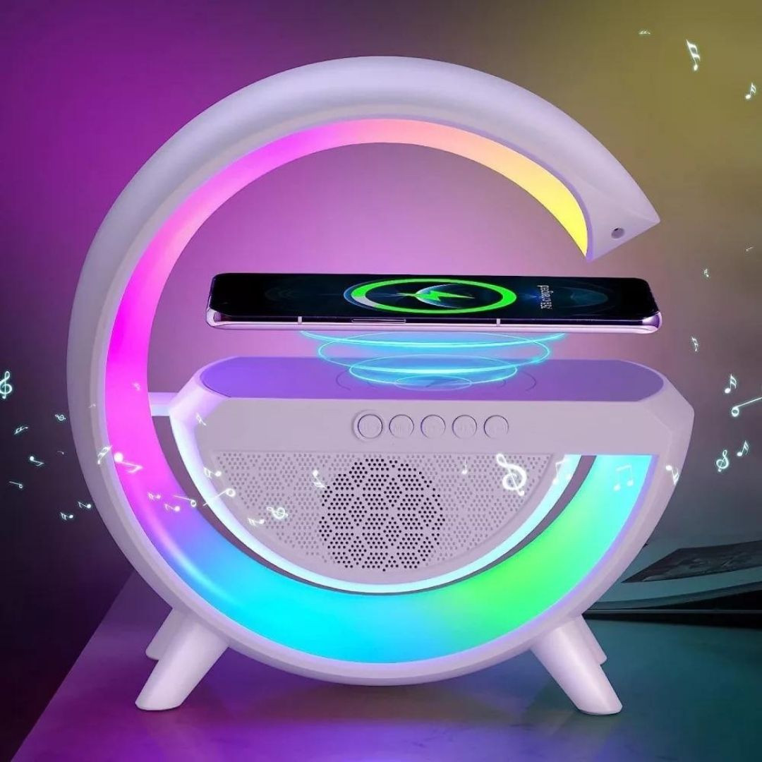 RGB LED namizna svetilka z brezžičnim polnilcem in bluetooth zvočnikom