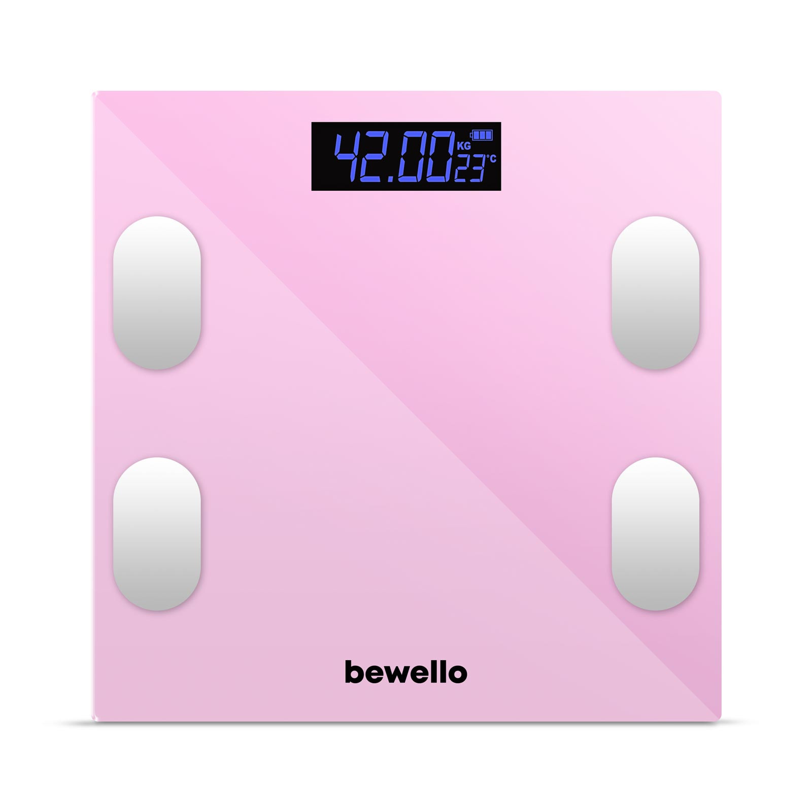 Pametna Bluetooth steklena osebna tehtnica na baterije 0,2 - 180kg 26 x 26cm