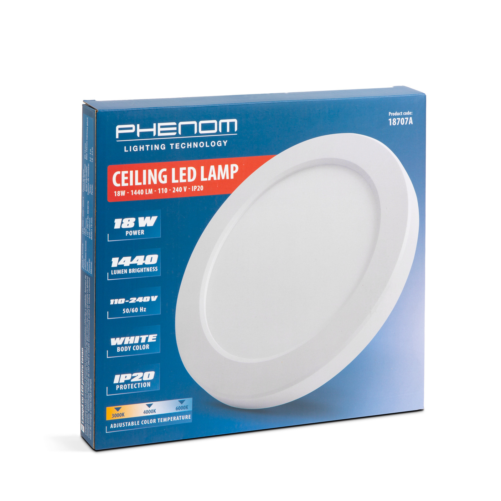 Tanka nadgradna LED stropna svetilka 3CCT 18W 1440lm 3/4/6000K IP20