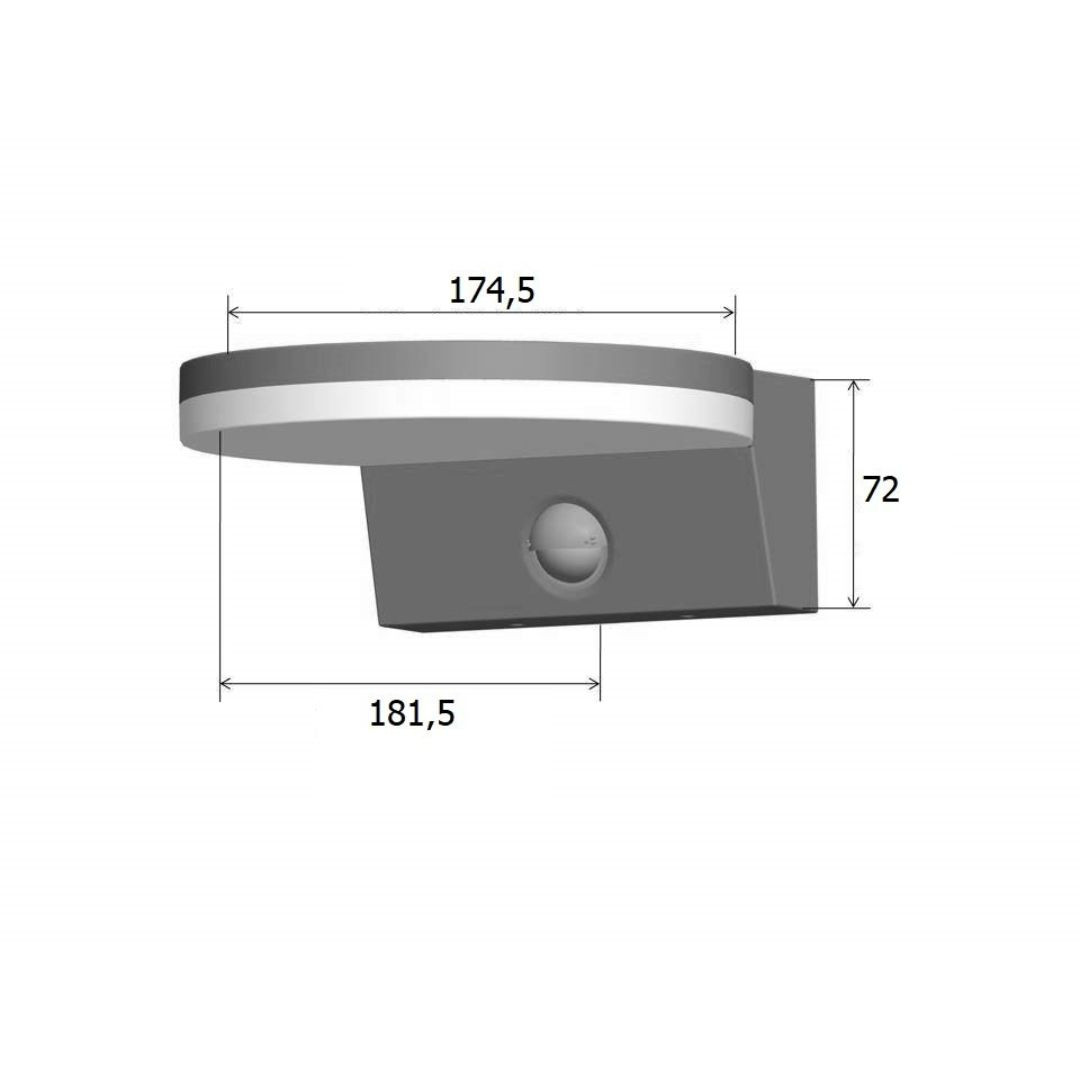 LED zunanja svetilka IP65 s PIR senzorjem gibanja 15W 1500lm 4000K siva