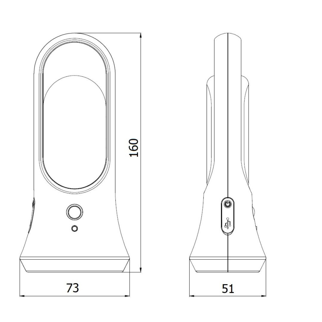 USB LED 2v1 polnilna nočna lučka s PIR senzorjem gibanja 28lm 0,8W + žapna svetilka 90 lm