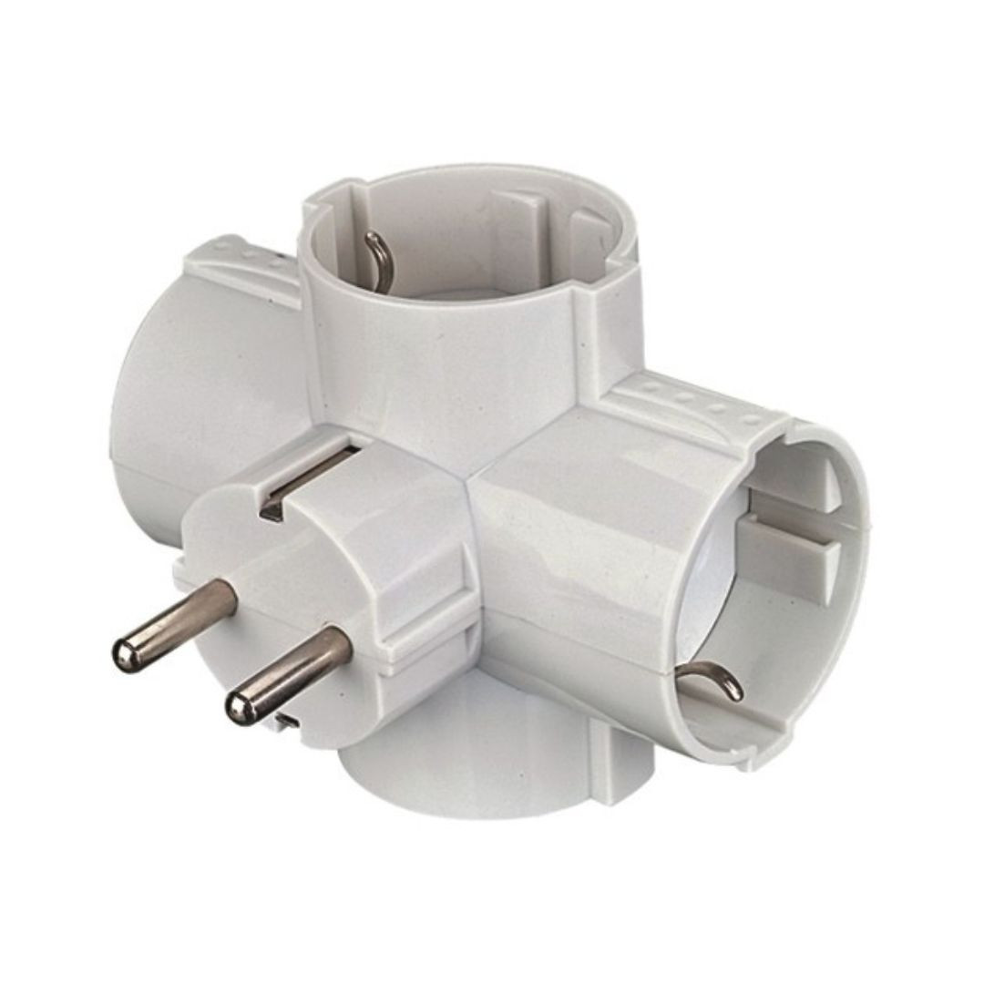 Četvorni 4/1 šuko razdelilec 16A/250V beli