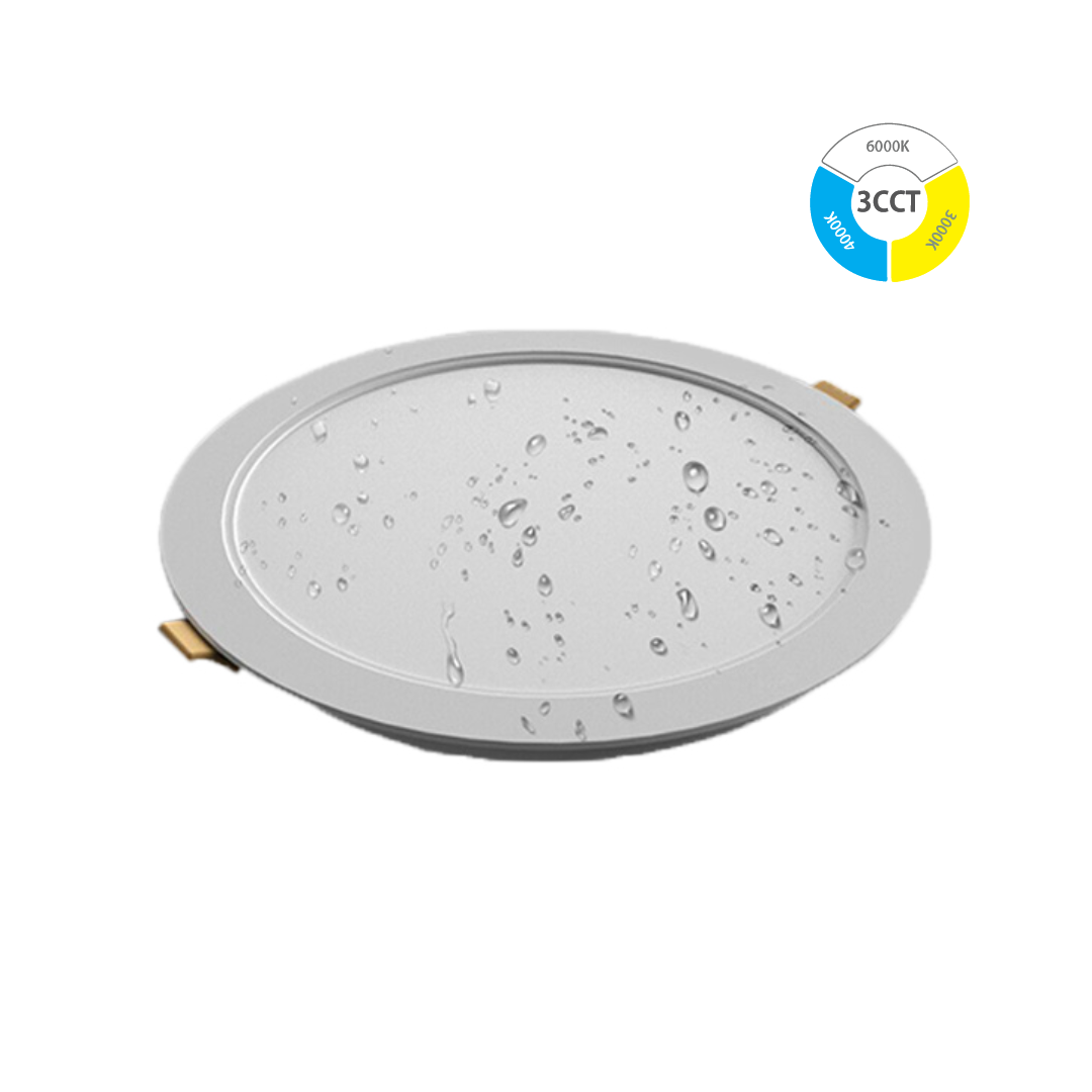 Vgradni LED panel okrogli IP54 12W 3CCT 1250lm fi 145x26mm/135mm za vlažne prostore