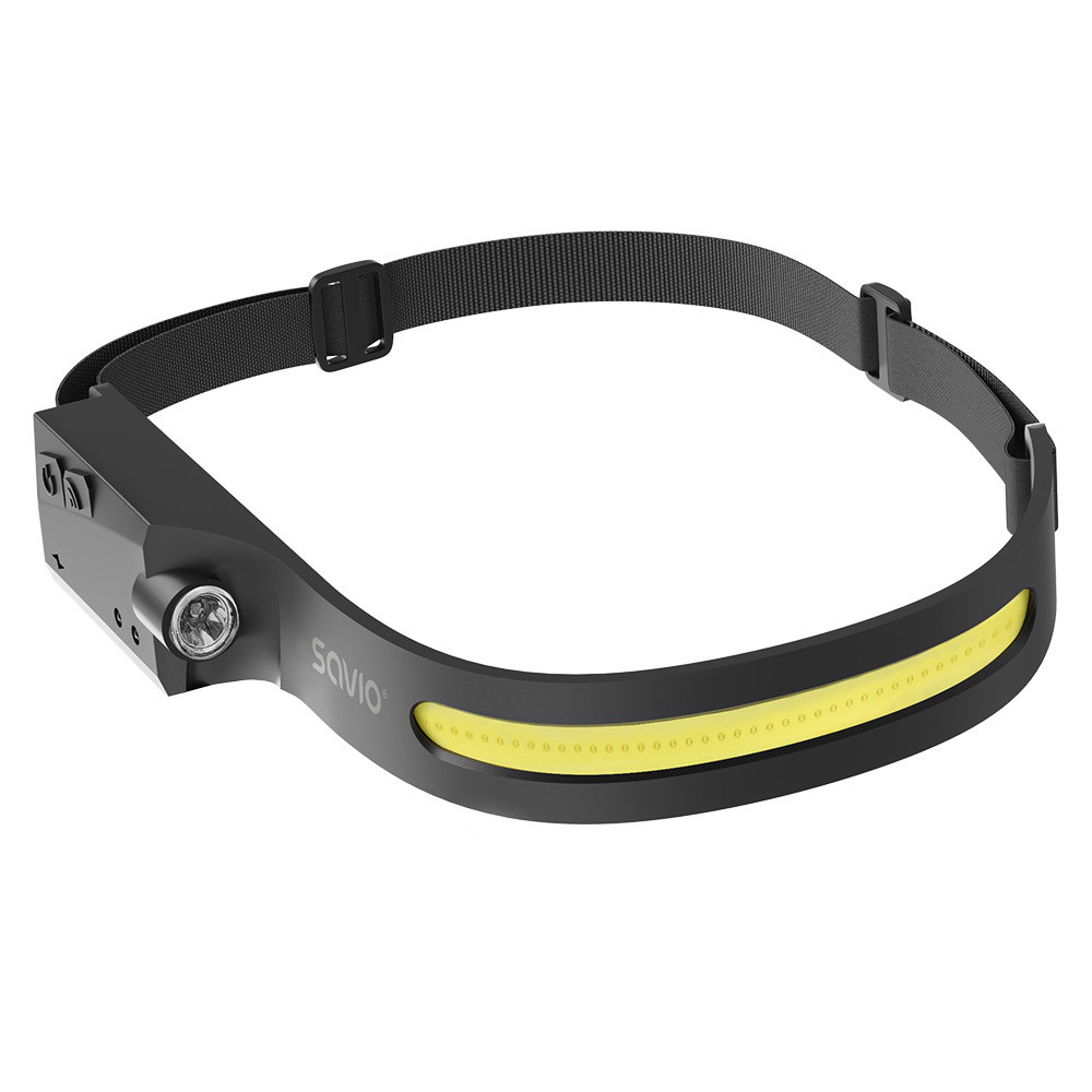 Naglavna / čelna polnilna LED svetilka COB LED USB polnjenje 1200 mAh 5W + 3W