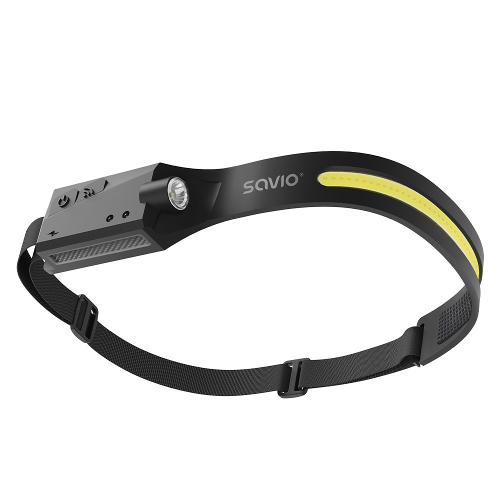 Naglavna / čelna polnilna LED svetilka COB LED USB polnjenje 1200 mAh 5W + 3W