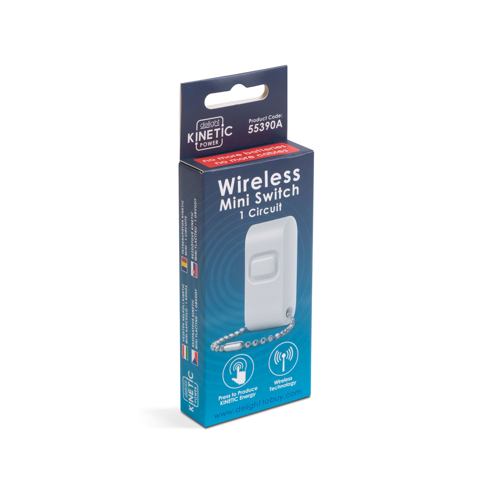 Brezžično mini stikalo KINETIC brez baterij 433 Mhz IP65 enojno belo