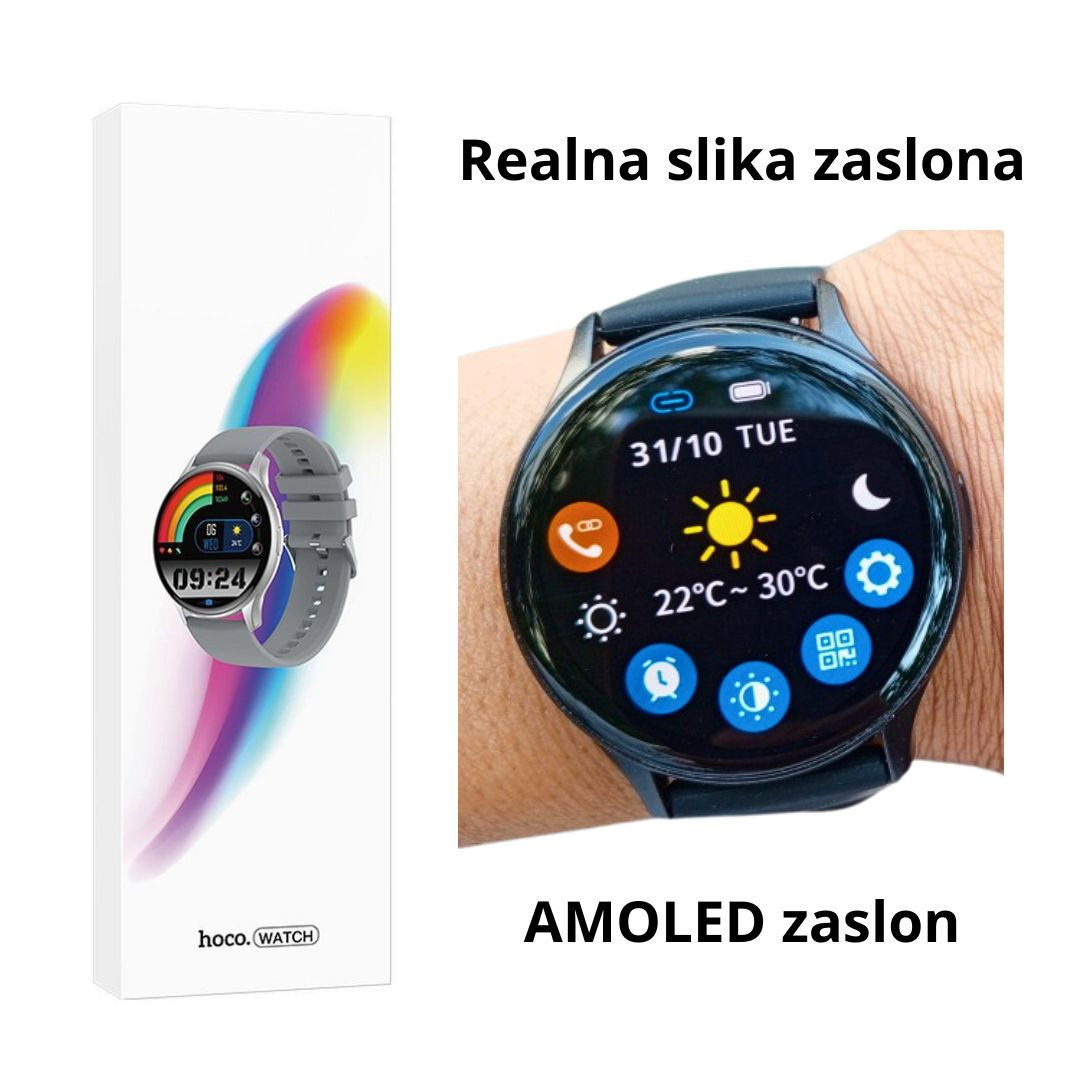 Pametna ura z 1,43” AMOLED zaslonom in bletooth funkcijo klica IP68 siva
