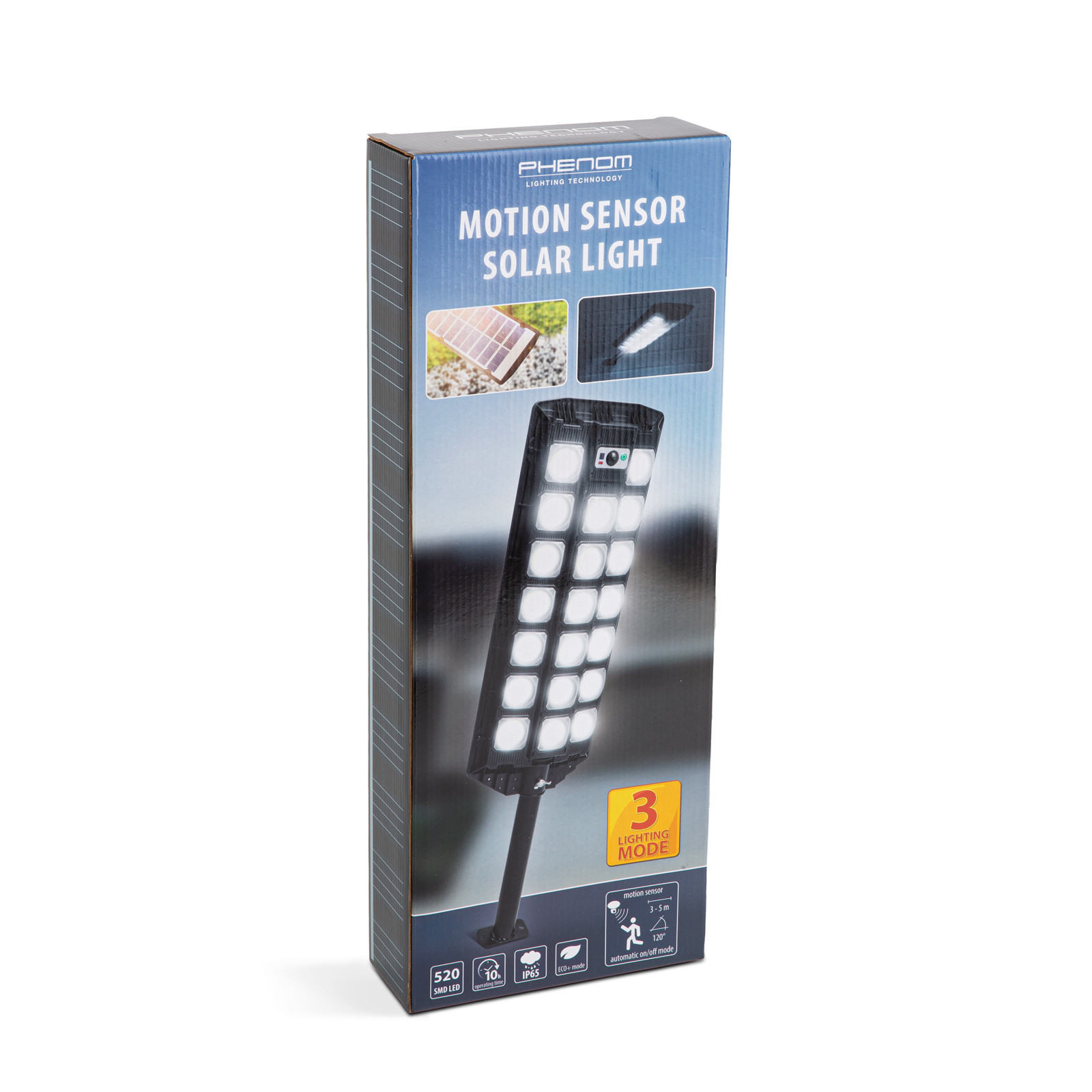 LED stenski solarni reflektor s senzorjem gibanja 520 LED 3000 lm 20W 4500 mAh IP65