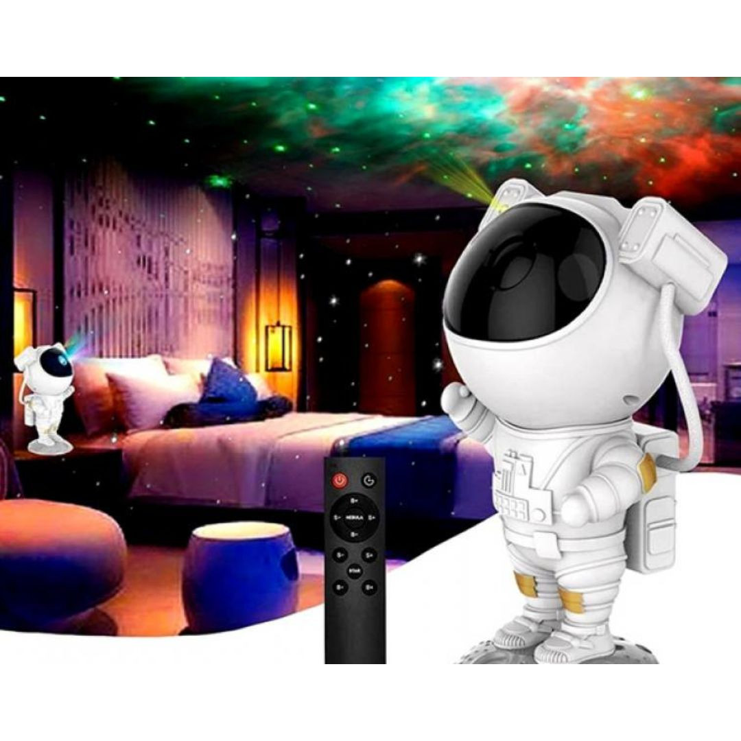Namizna RGB LED  projekcijska svetilka astronavt z bluetooth zvočnikom