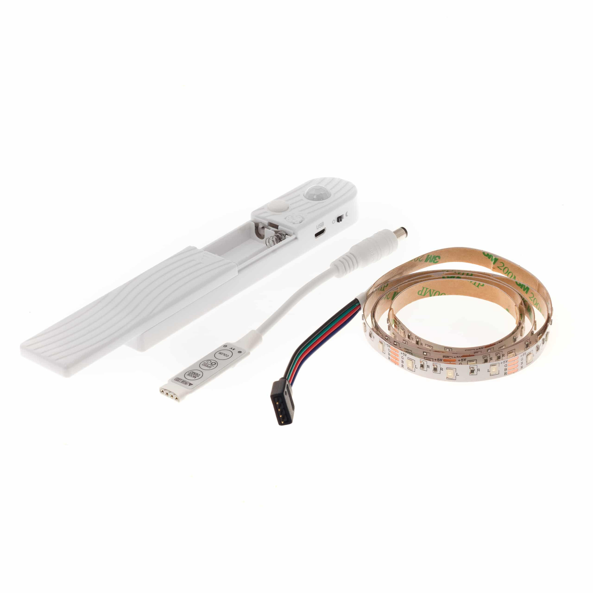 LED trak 1m 60 LED RGB s kontrolerjem na baterije ali USB s senzorjem gibanja 4 x AAA