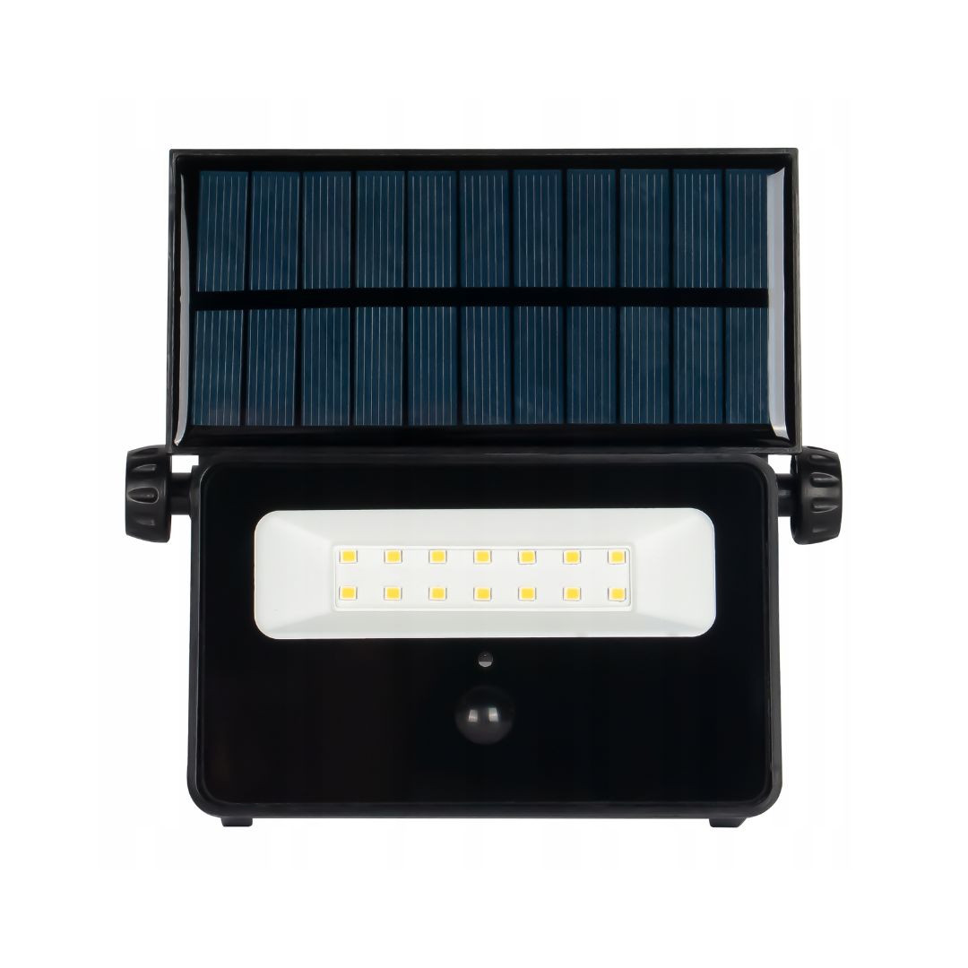 Zmogljiv LED solarni reflektor s senzorjem gibanja 30W 1600lm 4500K IP54 črni