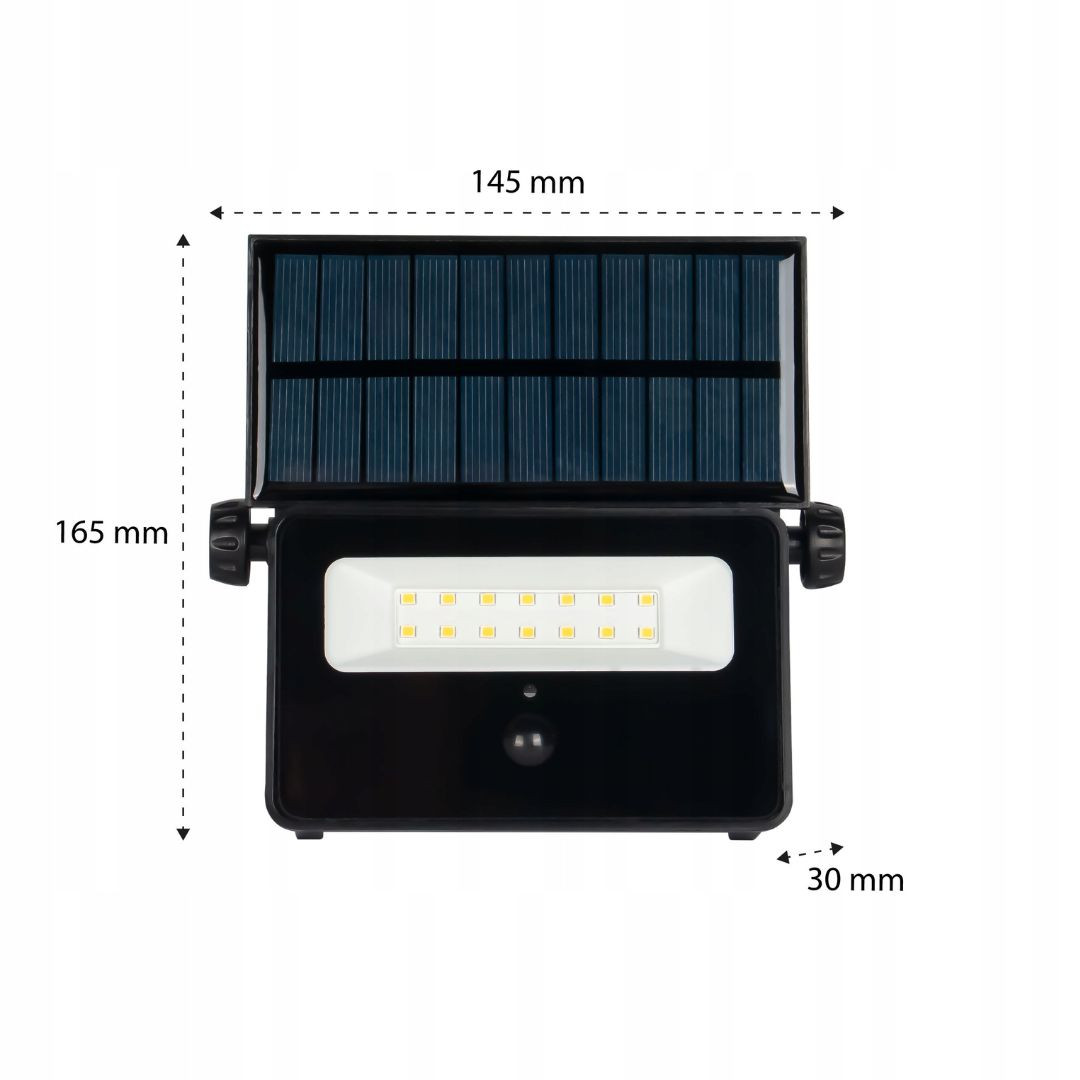 Zmogljiv LED solarni reflektor s senzorjem gibanja 30W 1600lm 4500K IP54 črni