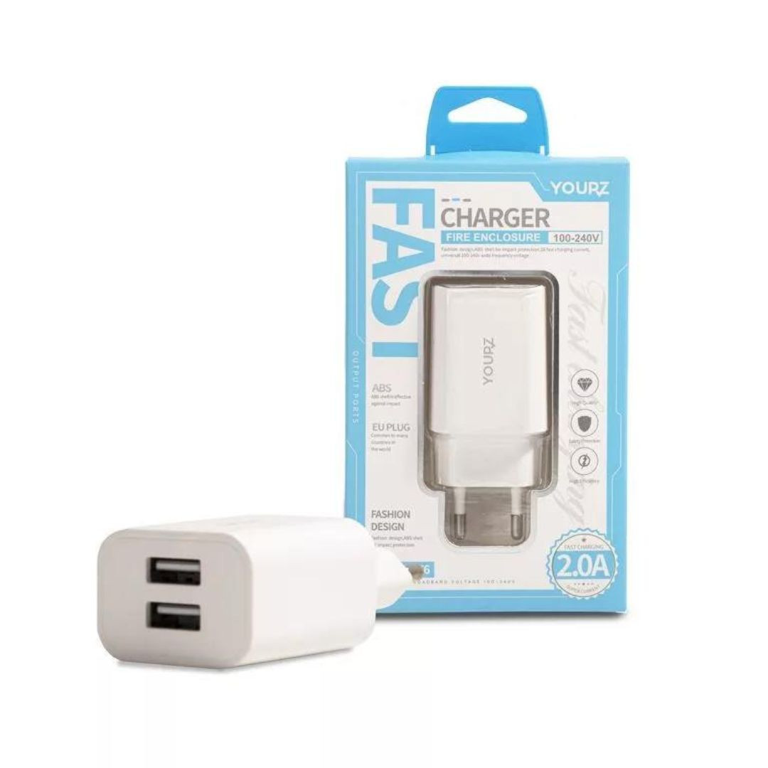 Omrežni polnilec 2xUSB 2A bel
